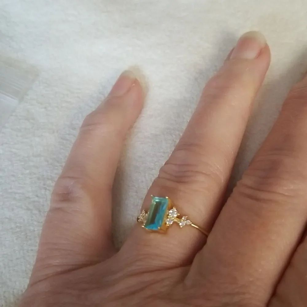 Rectangular size 8 ring ocean blue - Picture 8 of 10